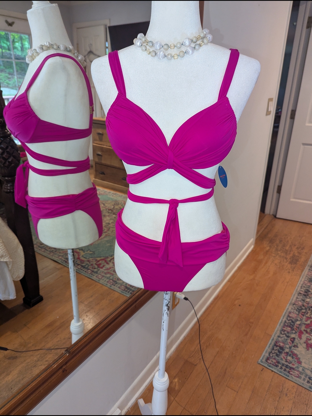 Twist-Front Fuchsia Bikini Set with Tie Accent